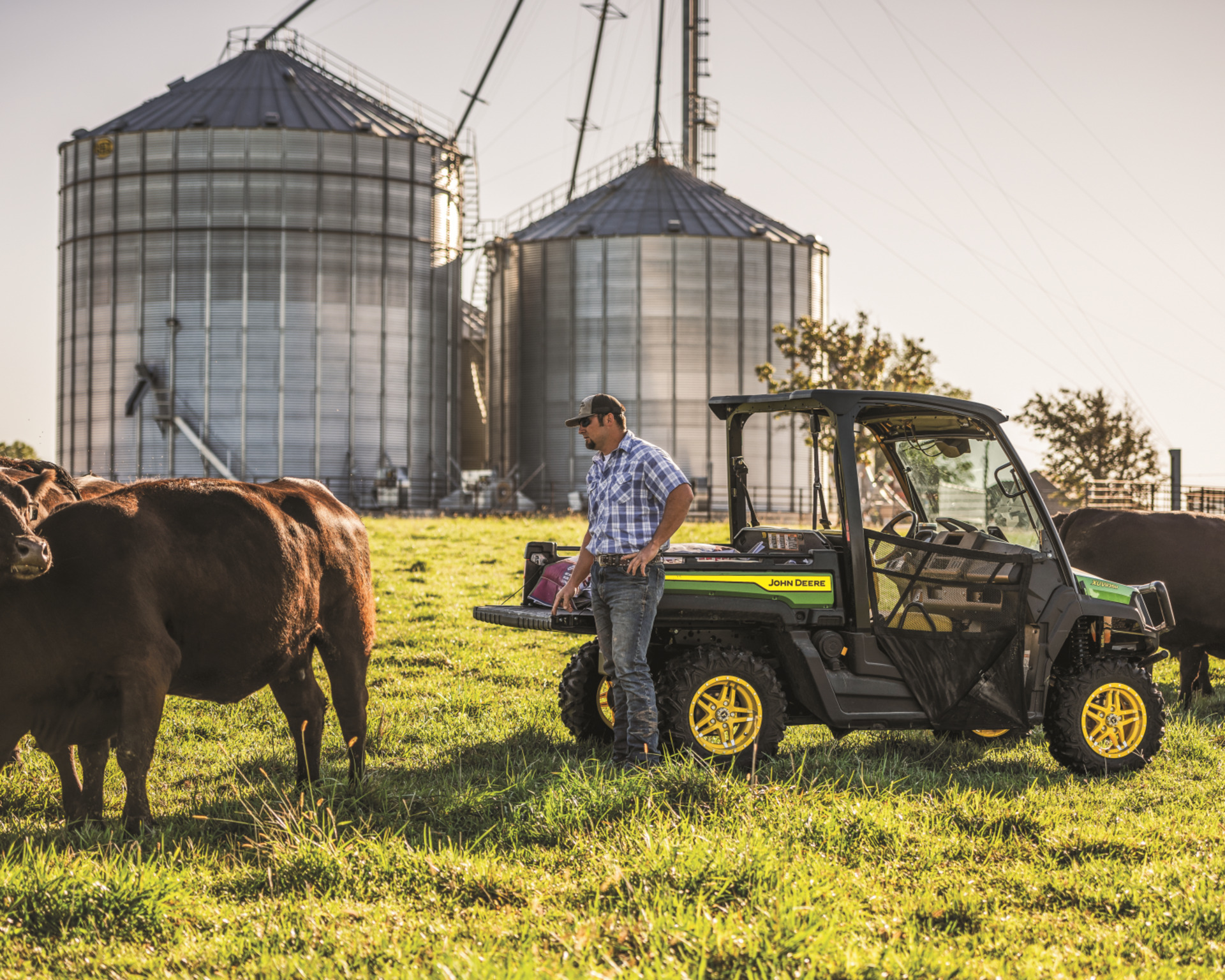 A property owner uses a Gator on their farm.